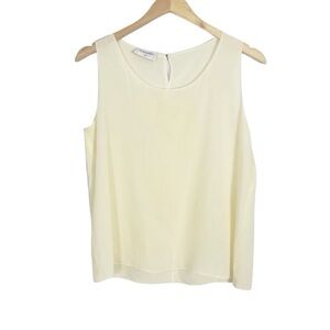 CHANEL Ivory Silk Sleeveless Tank Minimalist Vintage Paris Blouse